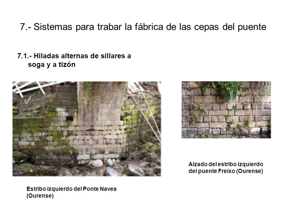 7.- Sistemas para trabar la fábrica de las cepas del puente