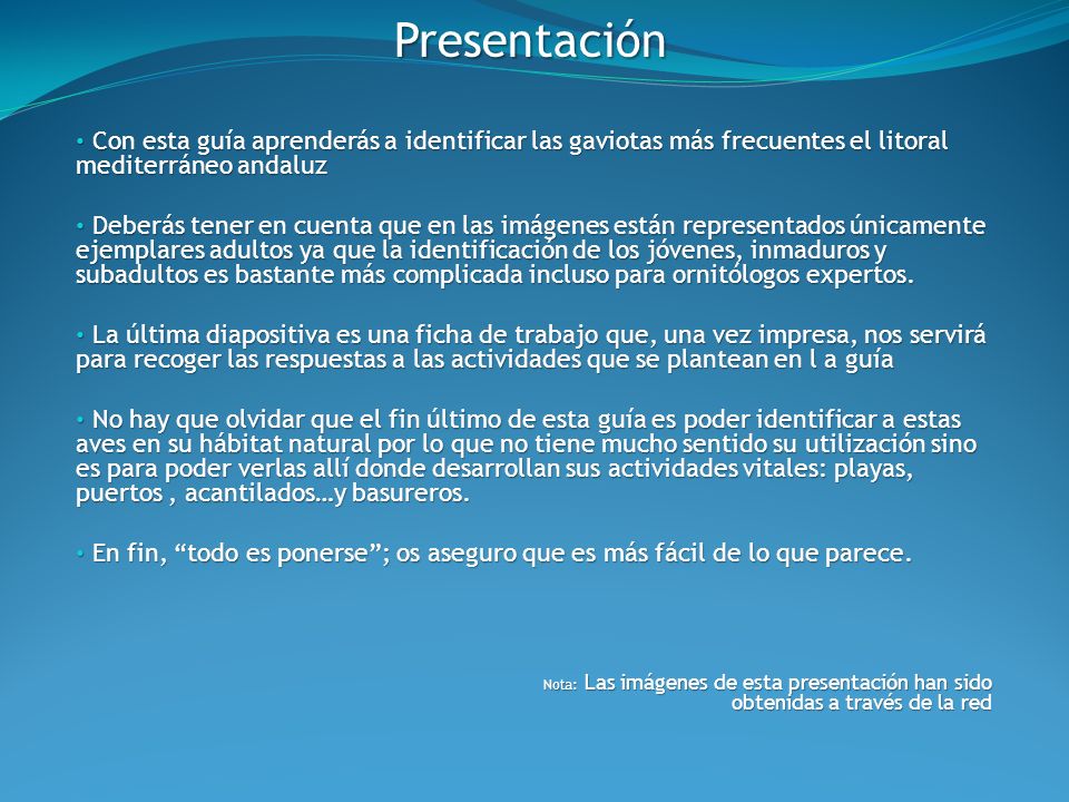 Presentación Con esta guía aprenderás a identificar las gaviotas más frecuentes el litoral mediterráneo andaluz.