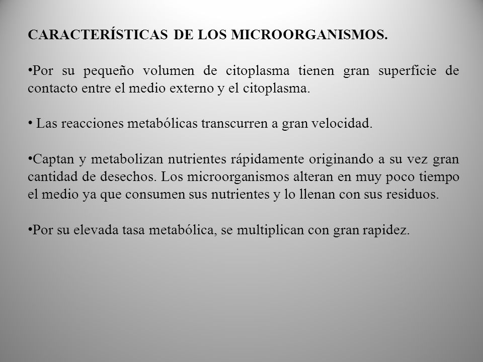 CARACTERÍSTICAS DE LOS MICROORGANISMOS.