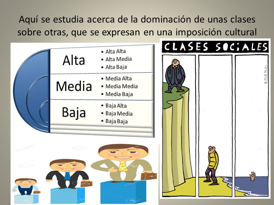 Aquí se estudia acerca de la dominación de unas clases sobre otras, que se expresan en una imposición cultural