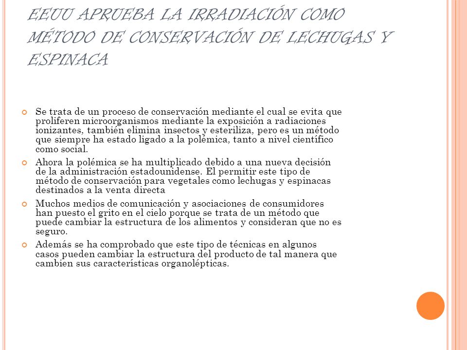 EEUU APRUEBA LA IRRADIACIÓN COMO MÉTODO DE CONSERVACIÓN DE LECHUGAS Y ESPINACA