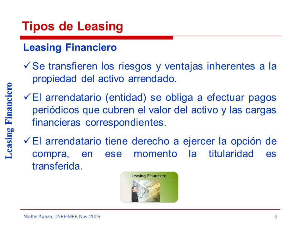 Tipos de Leasing Leasing Financiero