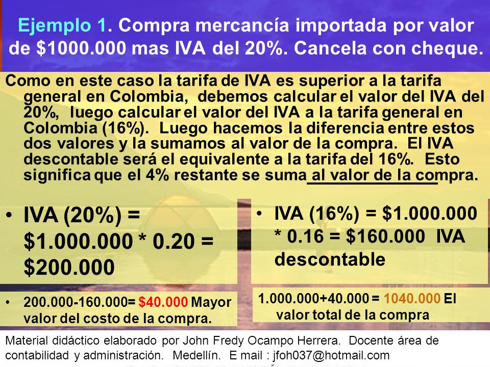 Ejemplo 1. Compra mercancía importada por valor de $1000
