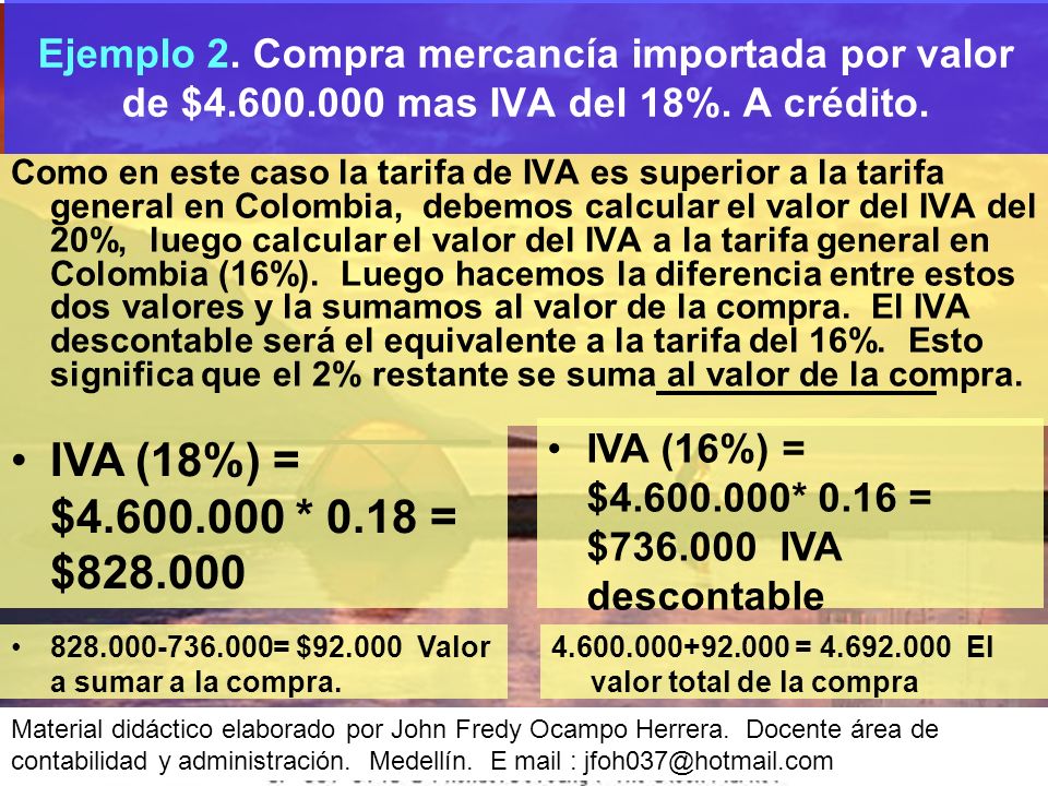 Ejemplo 2. Compra mercancía importada por valor de $4. 600