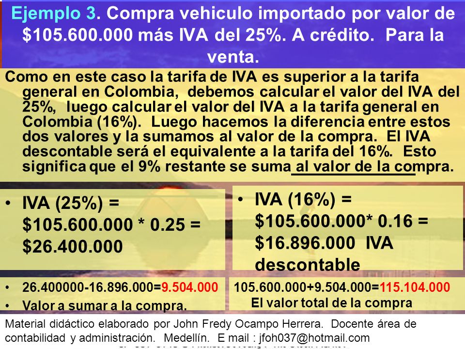 IVA (16%) = $ * 0.16 = $ IVA descontable