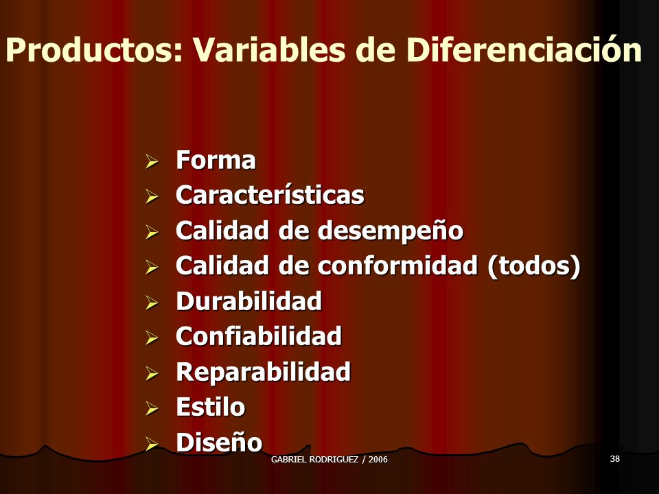 Productos: Variables de Diferenciación