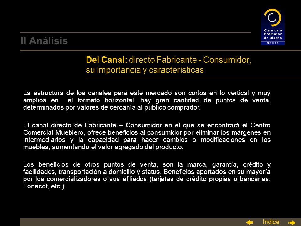 II Análisis Del Canal: directo Fabricante - Consumidor, su importancia y características.