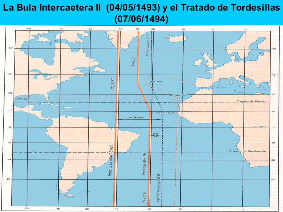 La Bula Intercaetera II (04/05/1493) y el Tratado de Tordesillas (07/06/1494)