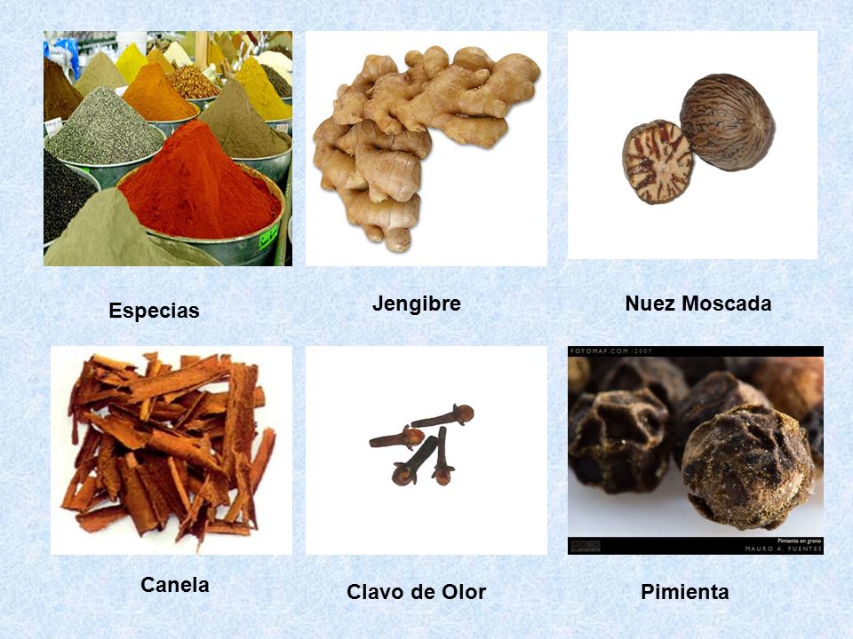 Jengibre Nuez Moscada Especias Canela Clavo de Olor Pimienta