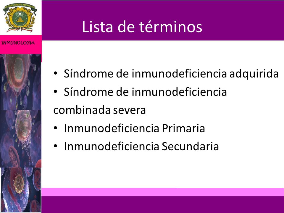 Lista de términos Síndrome de inmunodeficiencia adquirida