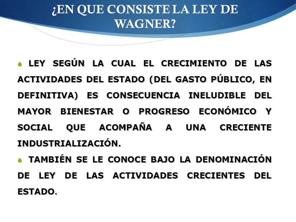 ¿EN QUE CONSISTE LA LEY DE WAGNER