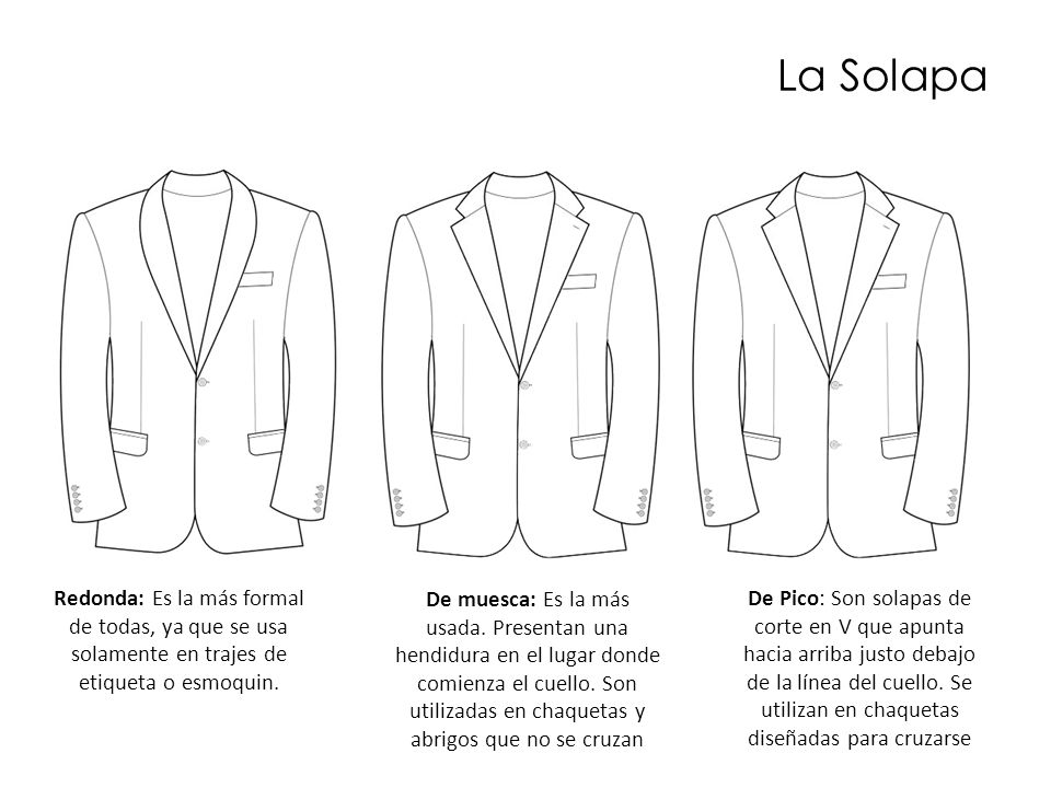 La Solapa Redonda: Es la más formal de todas, ya que se usa solamente en trajes de etiqueta o esmoquin.