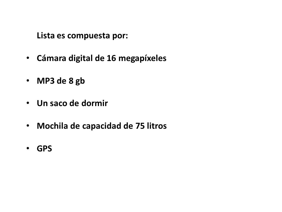 La Lista es compuesta por: