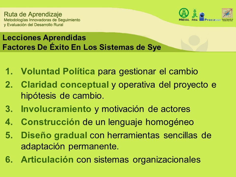 Lecciones Aprendidas Factores De Éxito En Los Sistemas de Sye