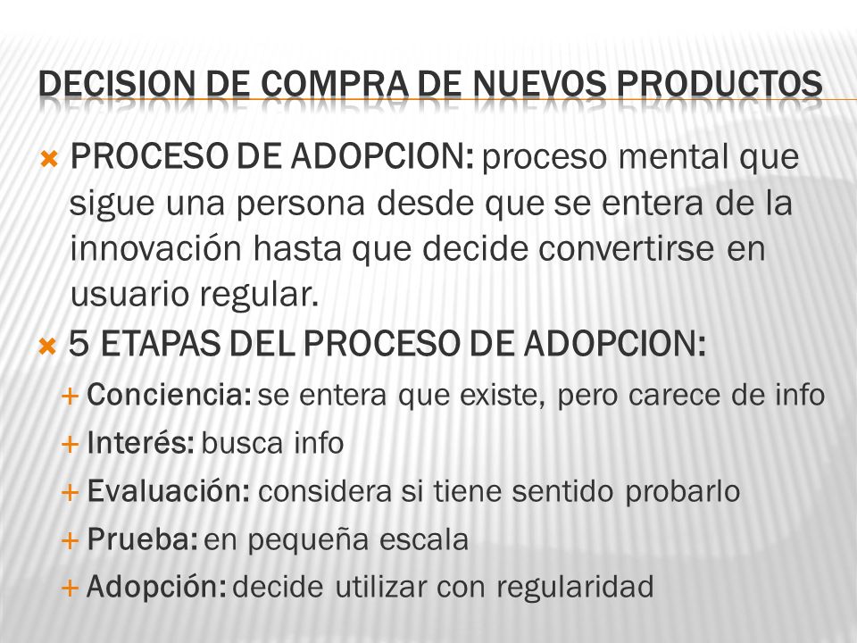 Decision de Compra de nuevos productos