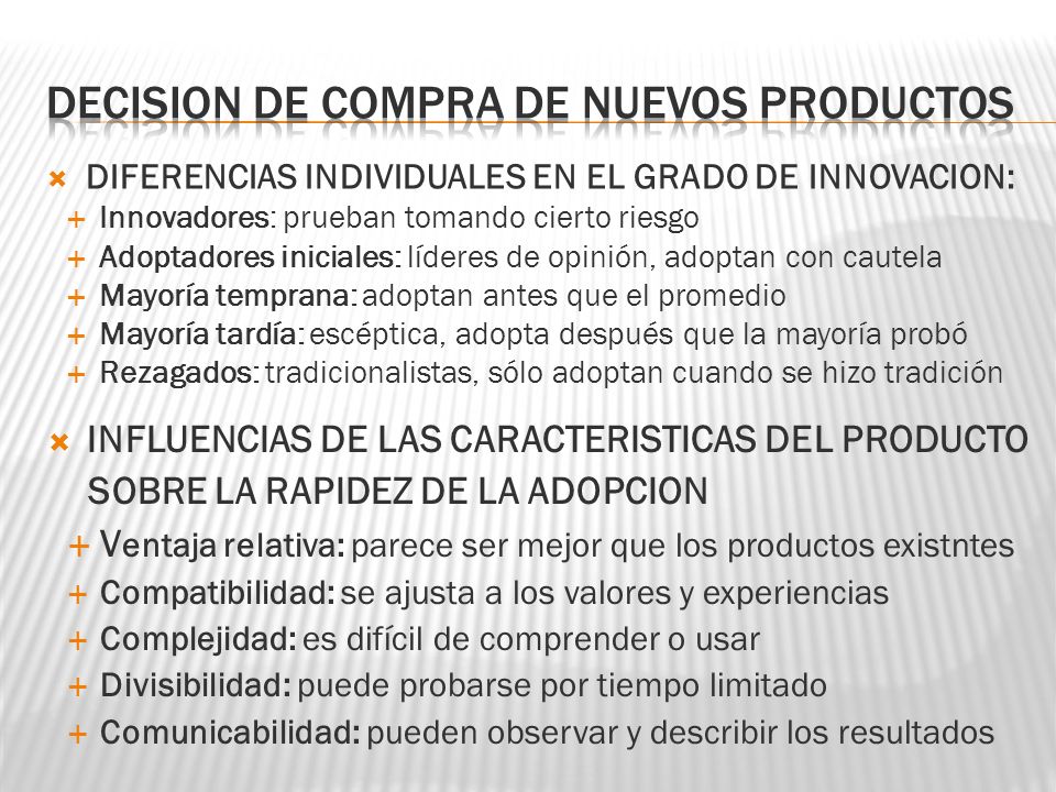 Decision de Compra de nuevos productos