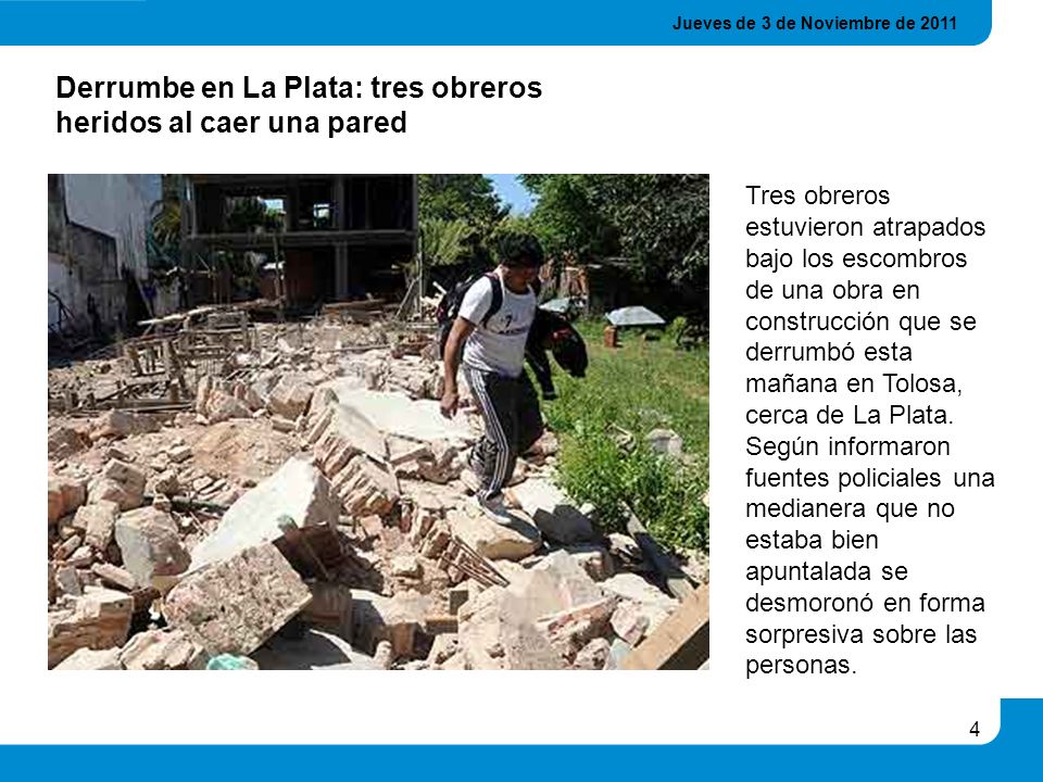 Derrumbe en La Plata: tres obreros heridos al caer una pared