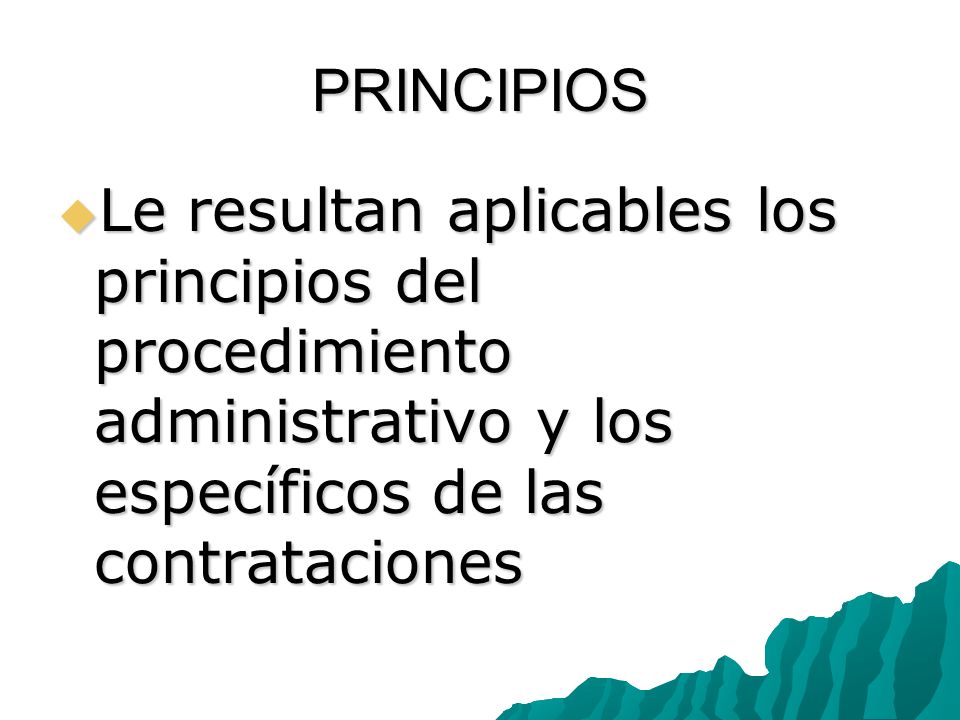 PRINCIPIOS Le resultan aplicables los principios del procedimiento administrativo y los específicos de las contrataciones.