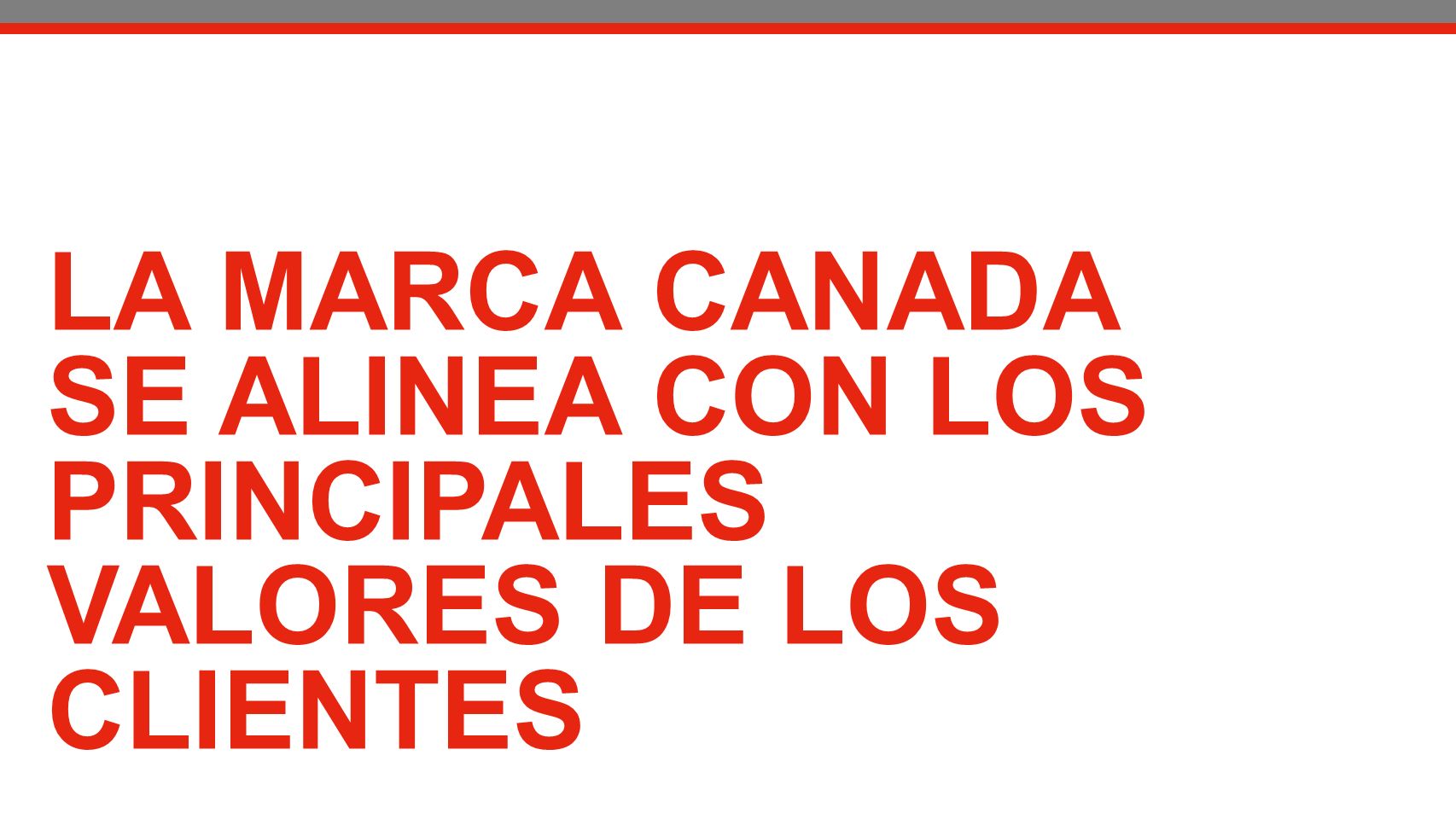 LA MARCA CANADA SE ALINEA CON LOS PRINCIPALES VALORES DE LOS CLIENTES