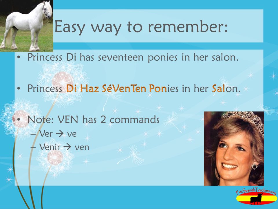 Easy way to remember: Princess Di has seventeen ponies in her salon.