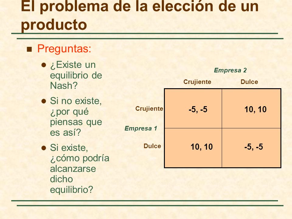 El problema de la elección de un producto