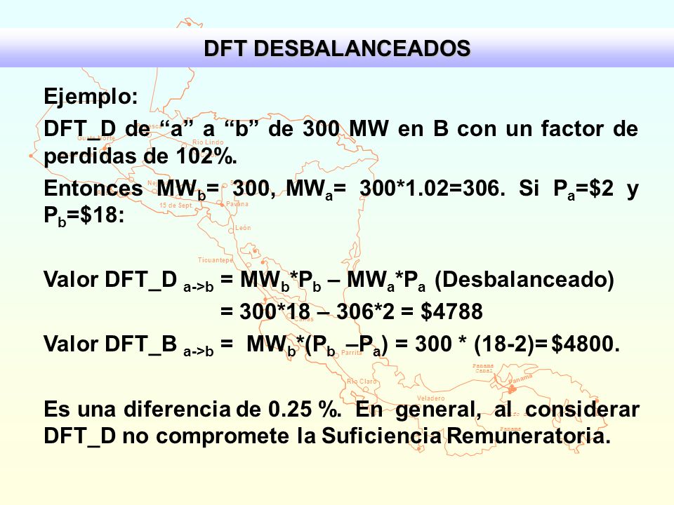 DFT_D de a a b de 300 MW en B con un factor de perdidas de 102%.