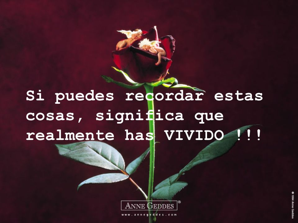 Si puedes recordar estas cosas, significa que realmente has VIVIDO !!!