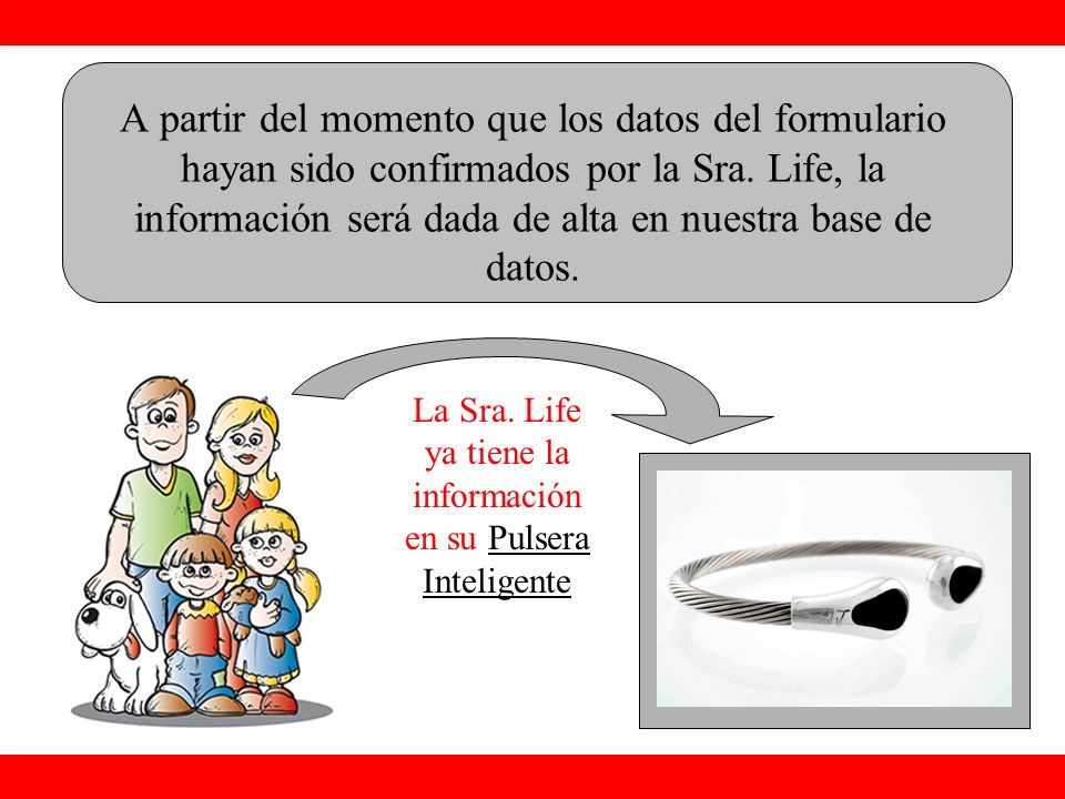La Sra. Life ya tiene la información en su Pulsera Inteligente