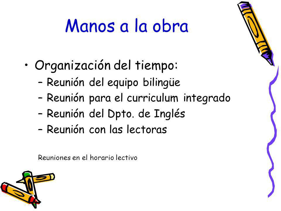 Manos a la obra Organización del tiempo: Reunión del equipo bilingüe