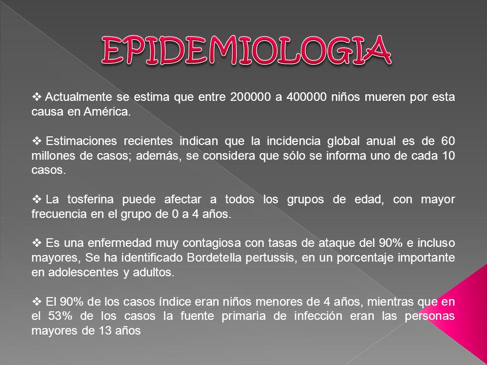 EPIDEMIOLOGIA Actualmente se estima que entre a niños mueren por esta causa en América.