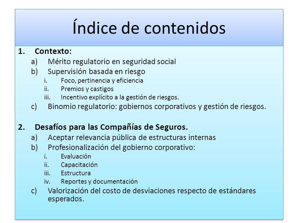 Índice de contenidos Contexto: Desafíos para las Compañías de Seguros.