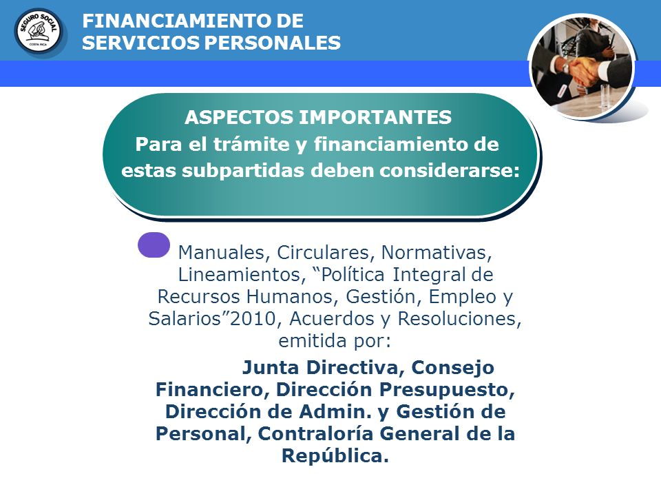 FINANCIAMIENTO DE SERVICIOS PERSONALES