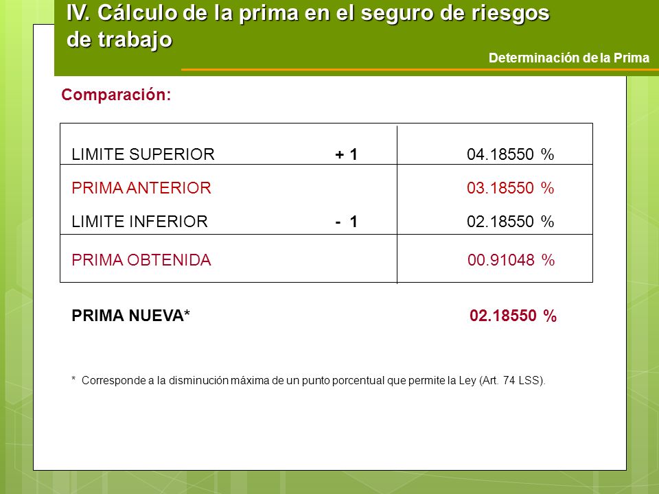 IV. Cálculo de la prima en el seguro de riesgos de trabajo