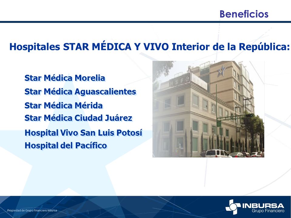 Beneficios Hospitales STAR MÉDICA Y VIVO Interior de la República: