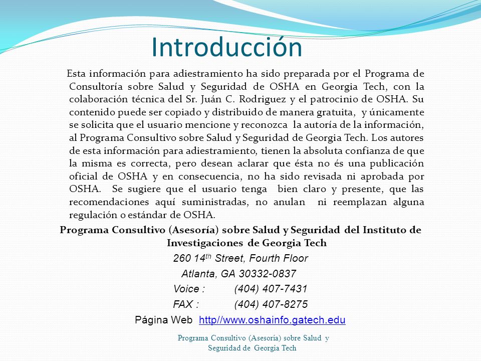 Programa Consultivo (Asesoría) sobre Salud y Seguridad de Georgia Tech