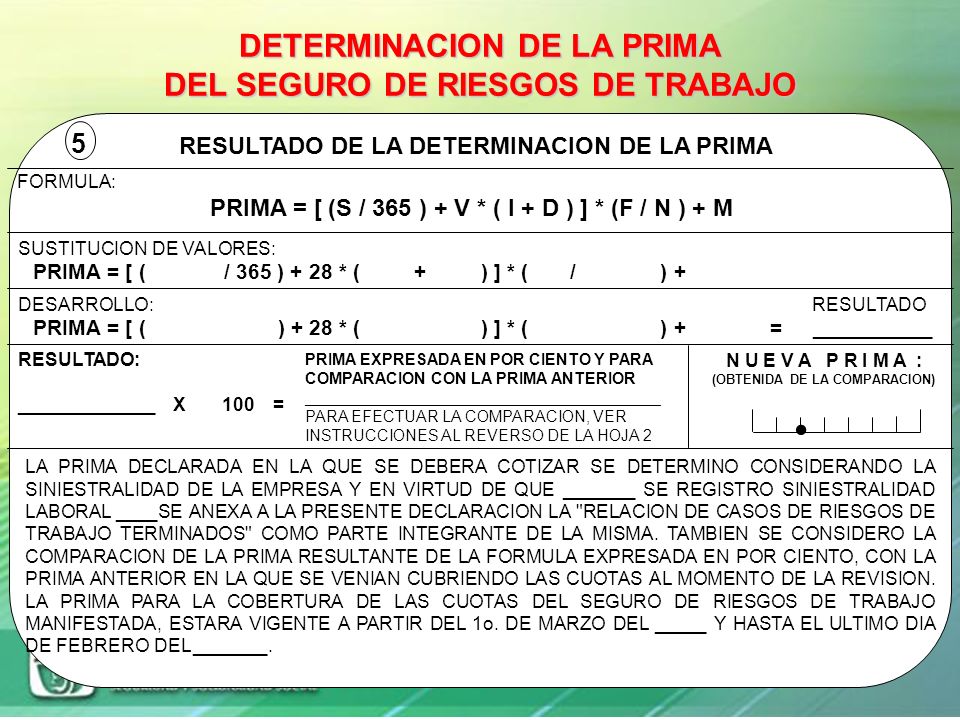 . DETERMINACION DE LA PRIMA DEL SEGURO DE RIESGOS DE TRABAJO 5