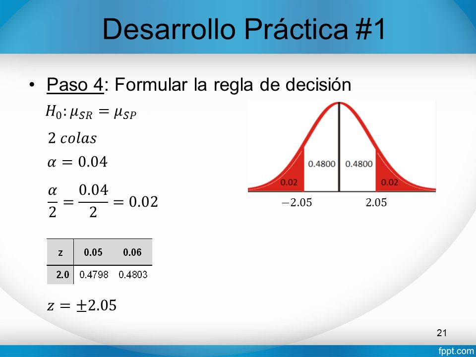 Desarrollo Práctica #1 Paso 4: Formular la regla de decisión