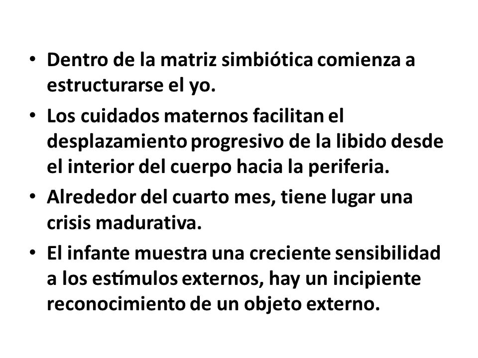 Dentro de la matriz simbiótica comienza a estructurarse el yo.