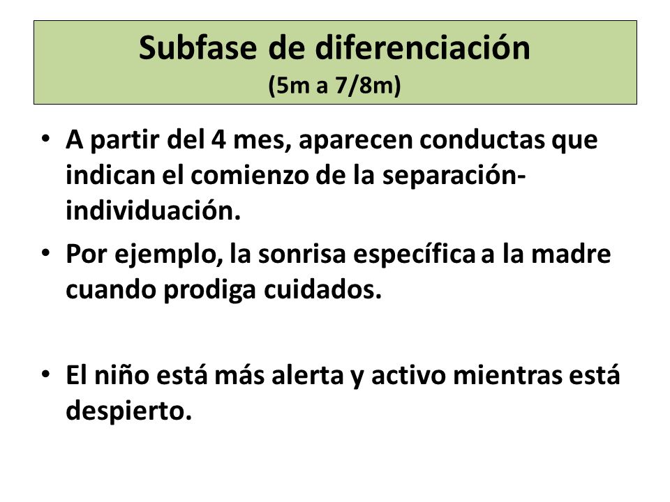 Subfase de diferenciación (5m a 7/8m)