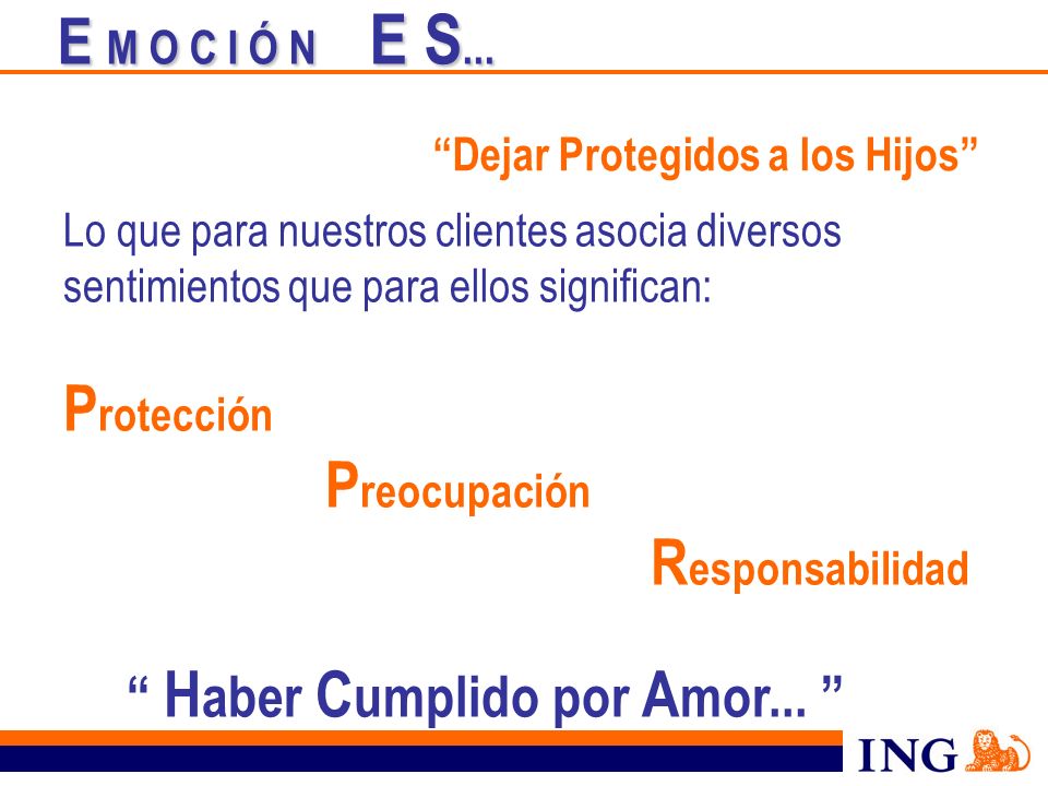 E M O C I Ó N E S... Protección Dejar Protegidos a los Hijos