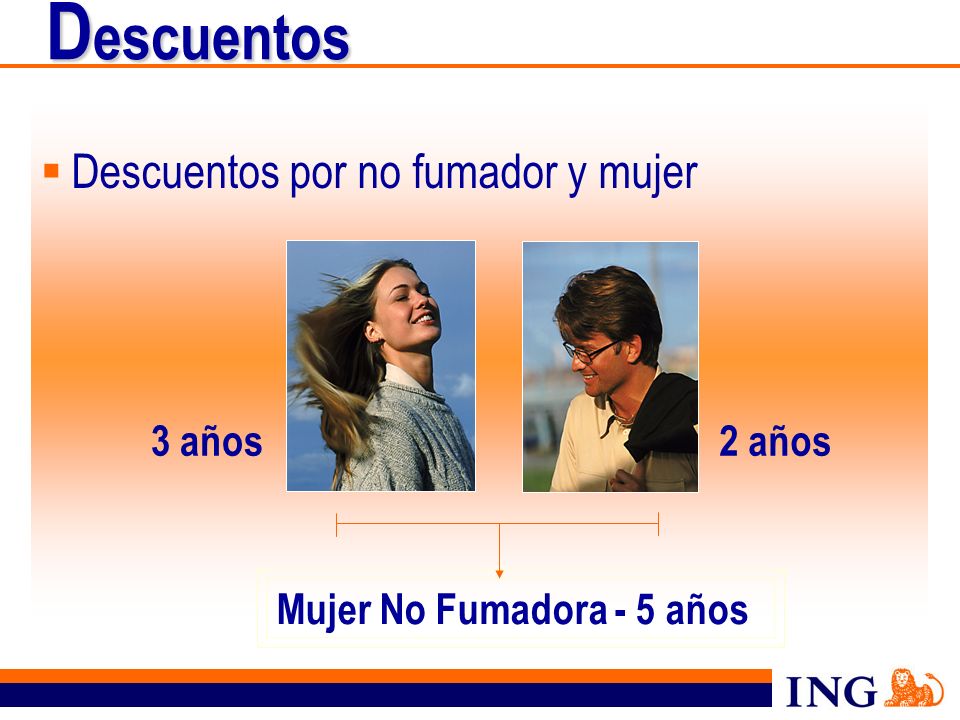 Descuentos Descuentos por no fumador y mujer 3 años 2 años