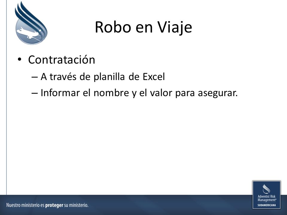 Robo en Viaje Contratación A través de planilla de Excel