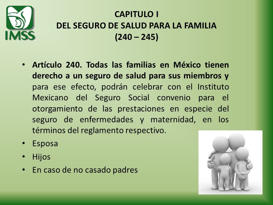 CAPITULO I DEL SEGURO DE SALUD PARA LA FAMILIA (240 – 245)
