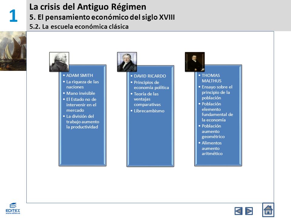 1 La crisis del Antiguo Régimen 5. El pensamiento económico del siglo XVIII 5.2. La escuela económica clásica.