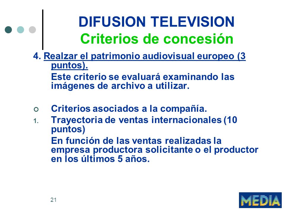 DIFUSION TELEVISION Criterios de concesión