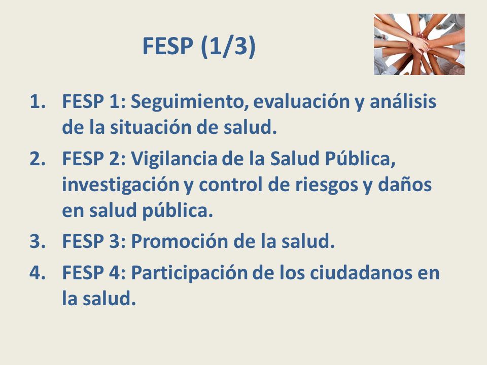 FESP (1/3) FESP 1: Seguimiento, evaluación y análisis de la situación de salud.