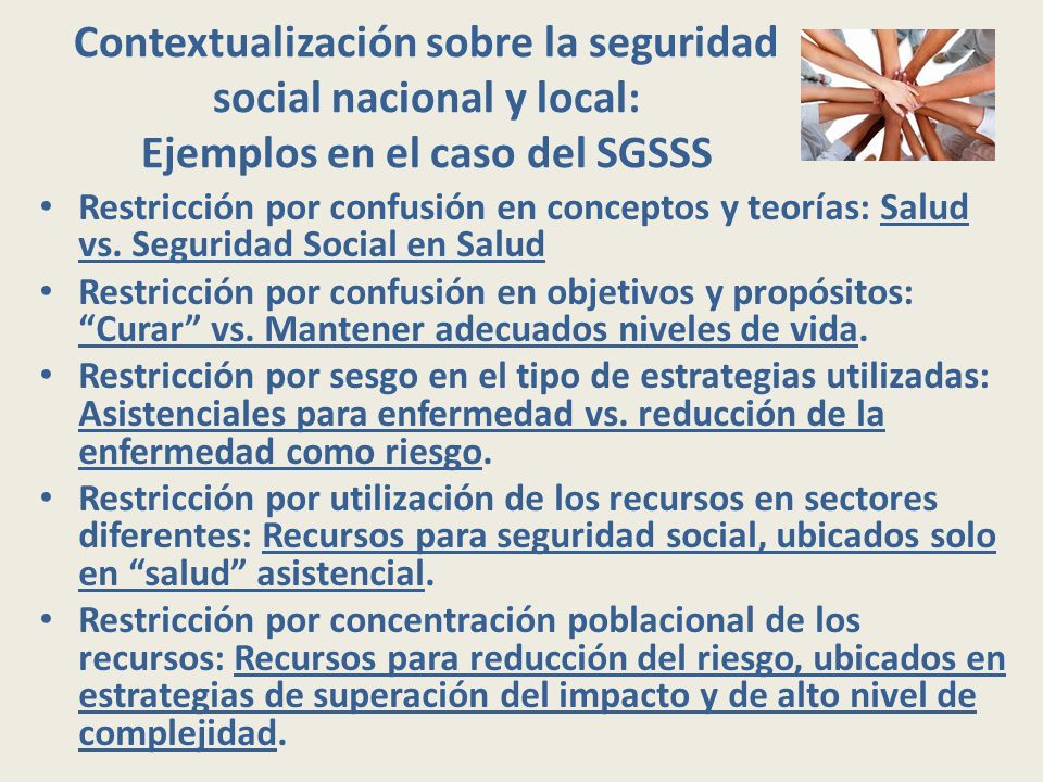 Contextualización sobre la seguridad social nacional y local: Ejemplos en el caso del SGSSS