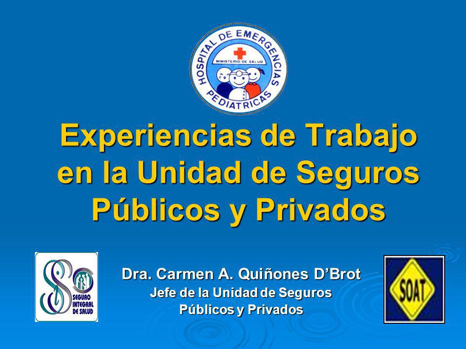 Experiencias de Trabajo en la Unidad de Seguros Públicos y Privados