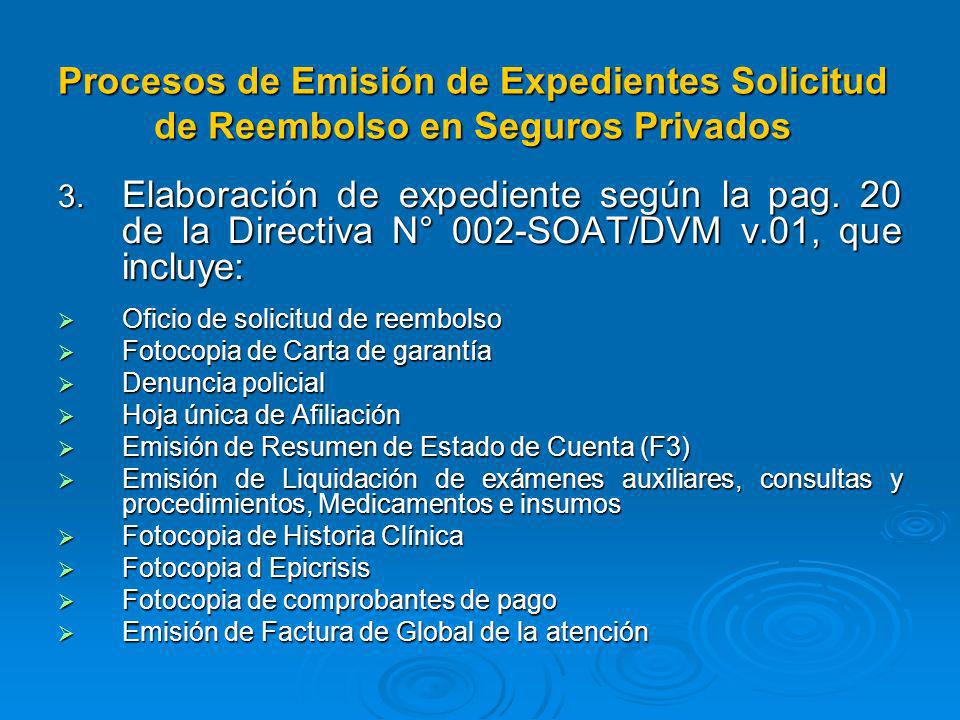 Procesos de Emisión de Expedientes Solicitud de Reembolso en Seguros Privados