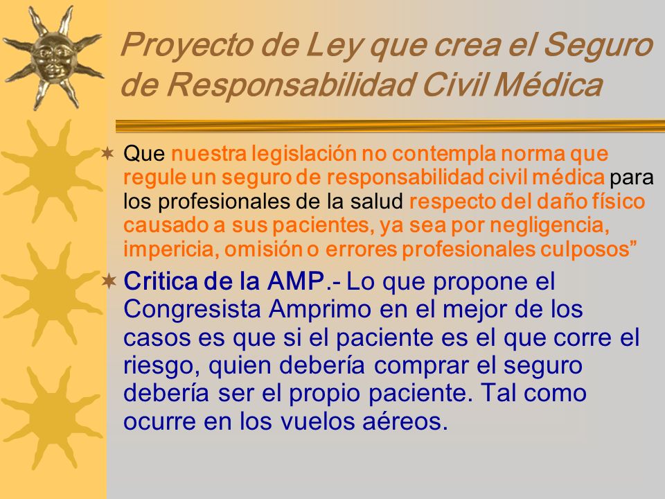 Proyecto de Ley que crea el Seguro de Responsabilidad Civil Médica